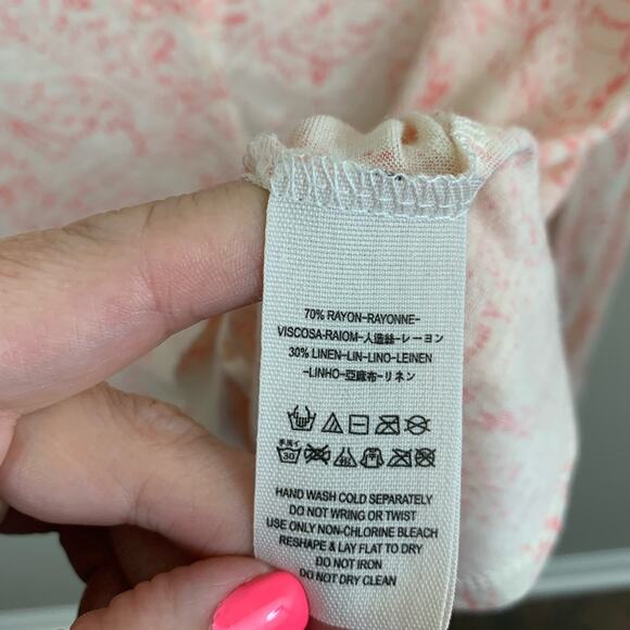 Free People Sahara Printed Asymmetrical Hem Pink/Cream Top - Picture 4 of 6